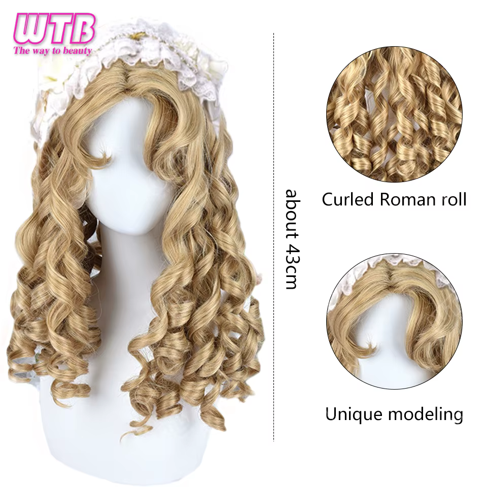 Perruque Lolita synthétique longue bouclée pour femme