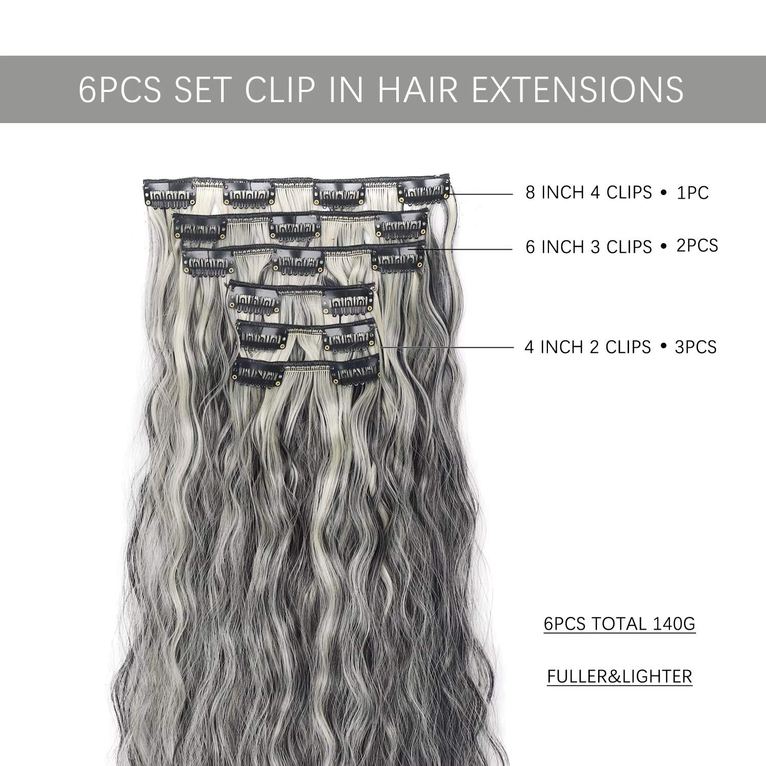 Extensions capillaires synthétiques bouclées à clips