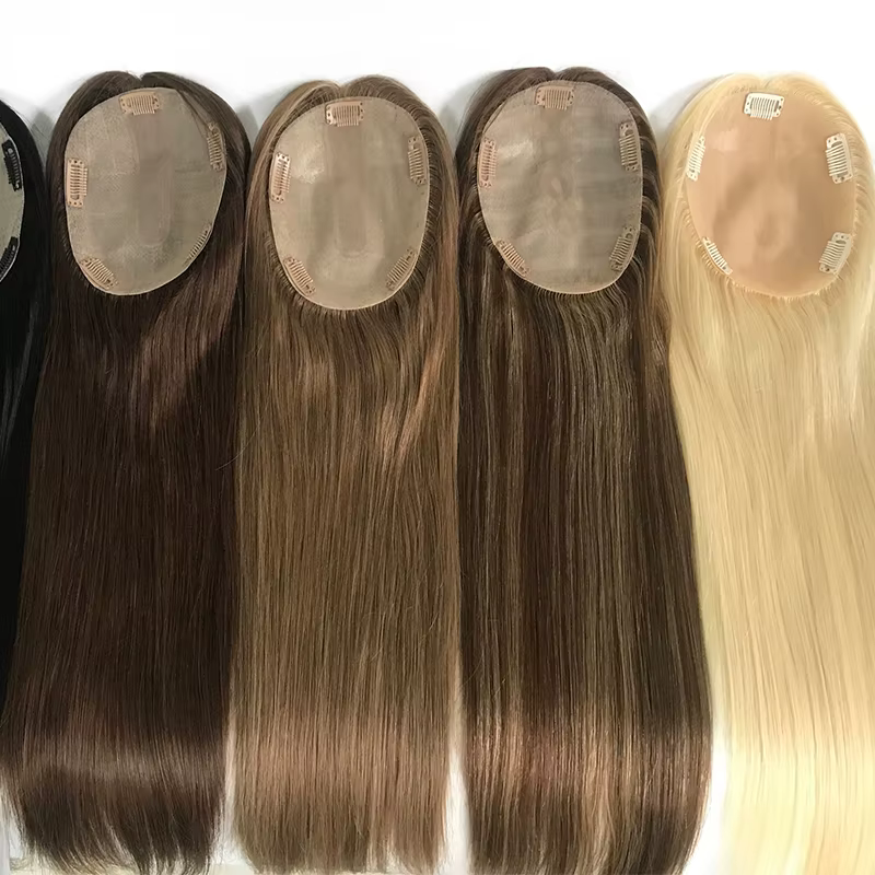 Vente chaude chine perruque Base en soie indien réel Remy Extensions de cheveux humains Topper