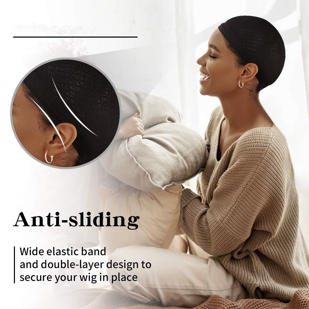 Bonnet de perruque en maille pour cheveux longs