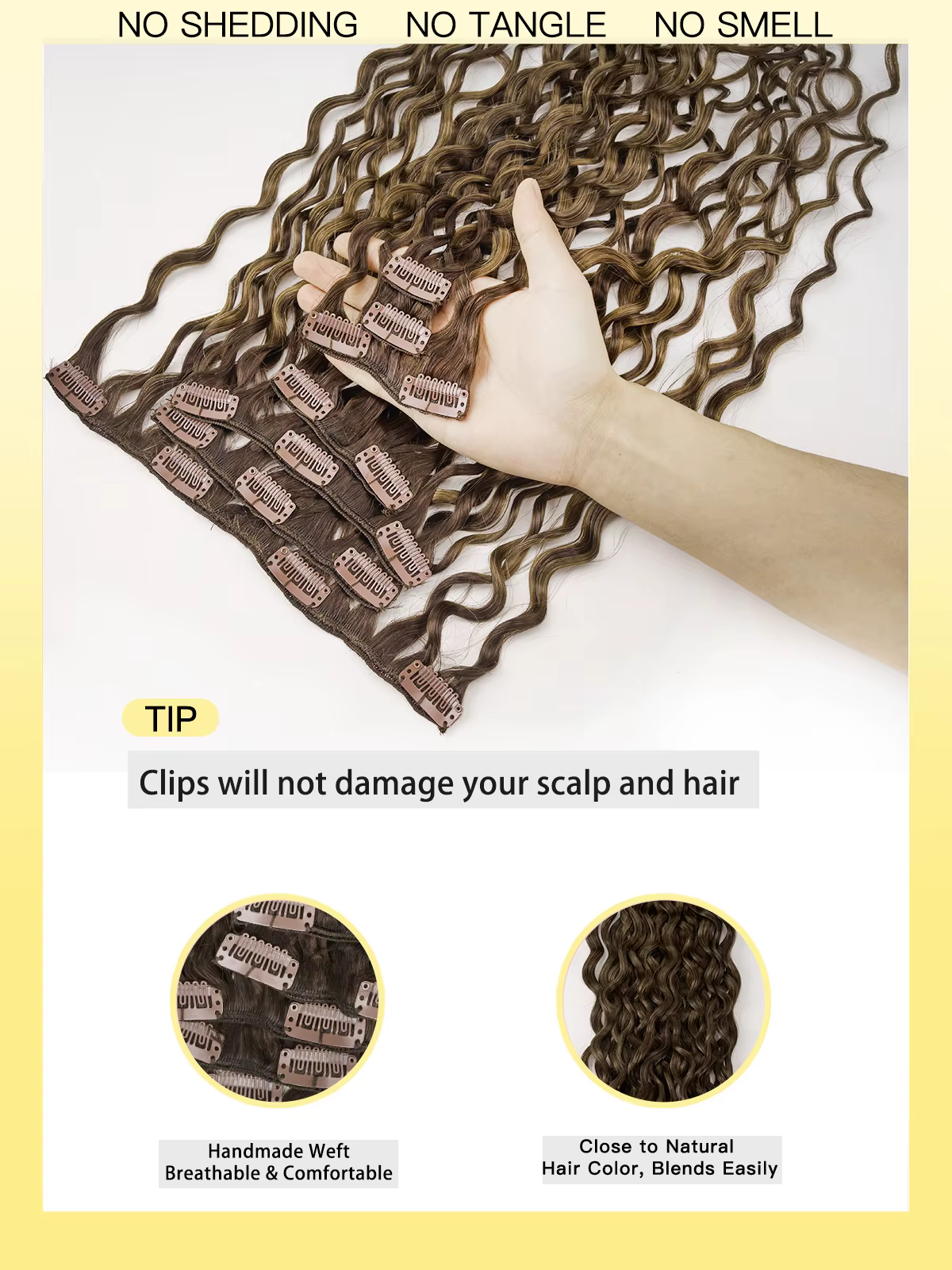 Yelo pince bouclée dans les Extensions de cheveux vrais