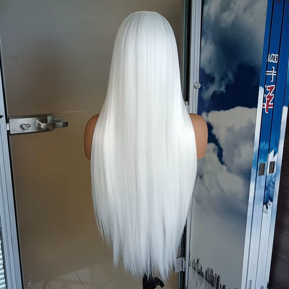 Perruque Synthétique Lisse Blanche Neige pour Femme