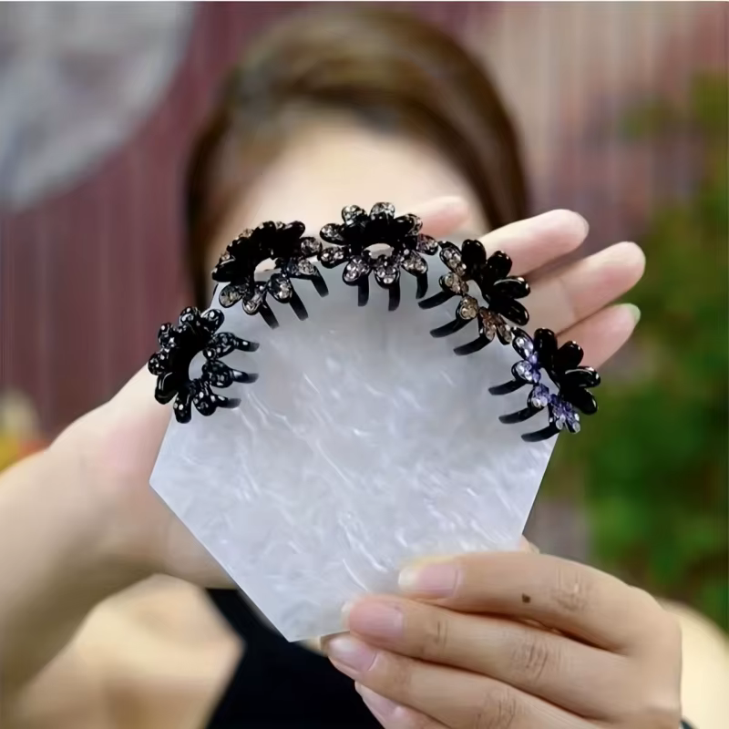 Pinces à cheveux mi-nouées en Mini fleurs et diamants