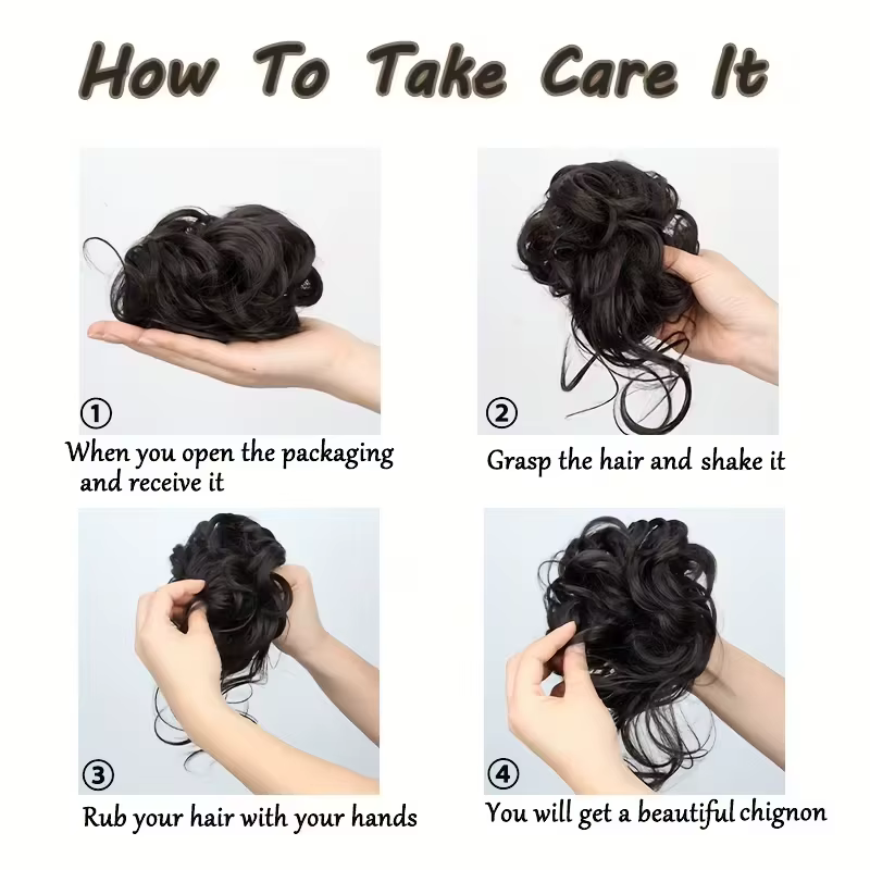 Chignon synthétique court ondulé bouclé désordonné élégant