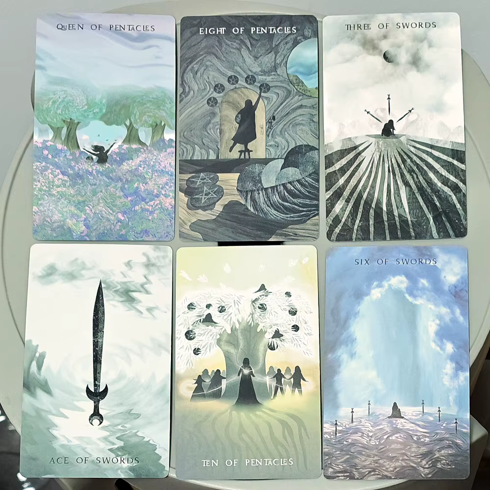 Jeu de tarot Star Seeker « Les ombres que nous projetons » dans une boîte rigide 12*7cm - Ensemble de 79 cartes atmosphérique et mystique pour des lectures intuitives