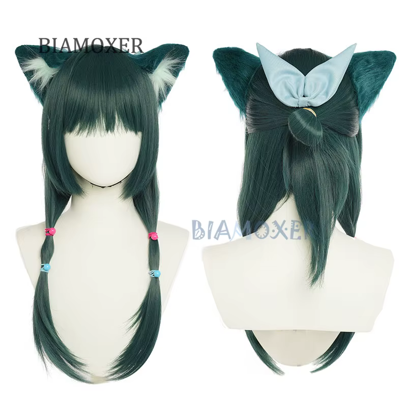 Maomao Cosplay perruques Anime l'apothicaire journaux perruque mignon femmes vert noirâtre cheveux longs Mao Mao