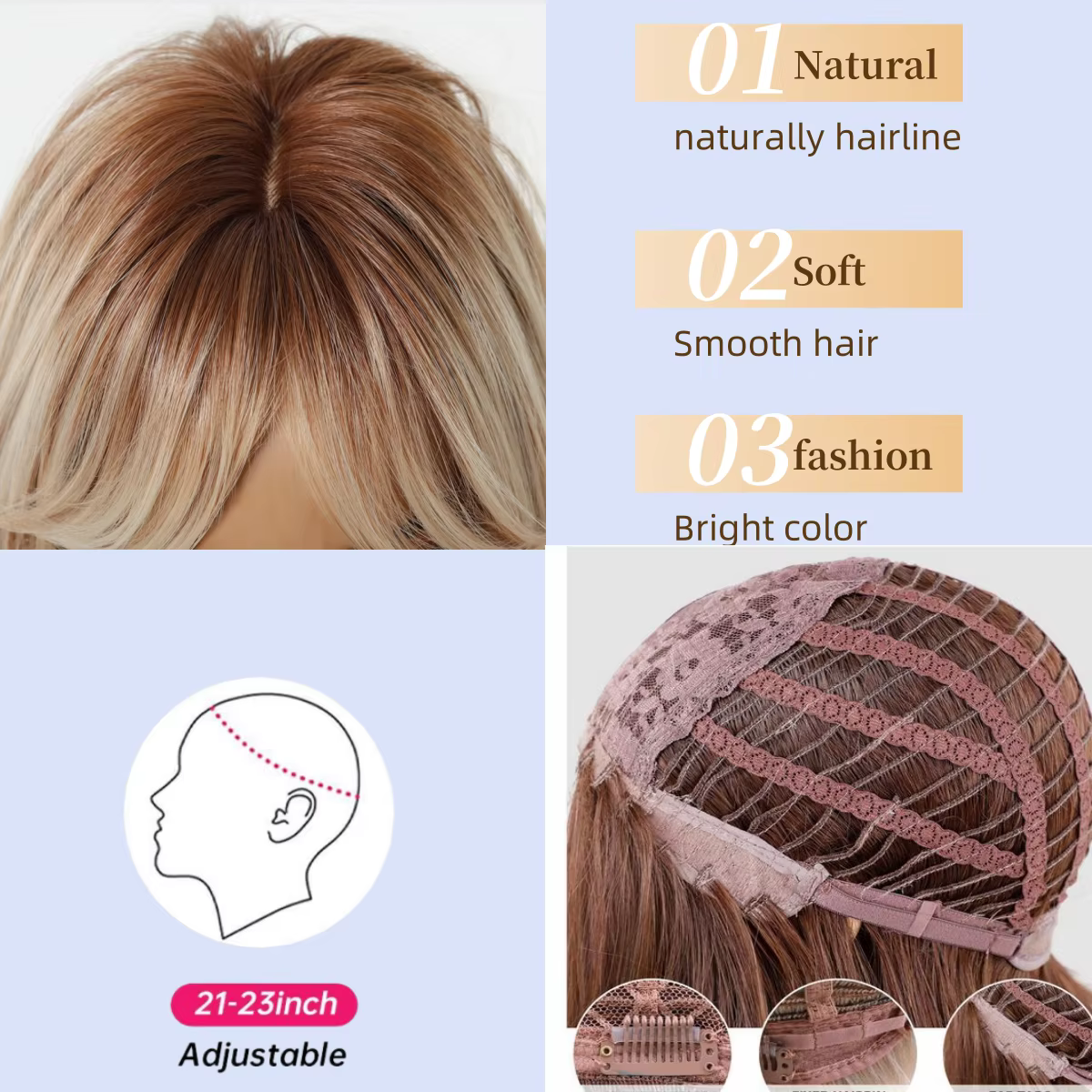 Perruque synthétique mixte Blonde dorée