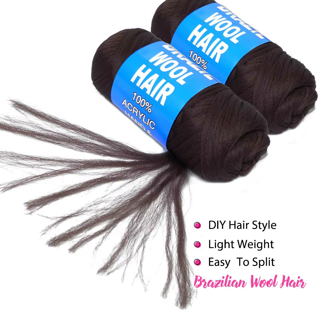 Extension capillaire synthétique brésilienne en laine pour femmes