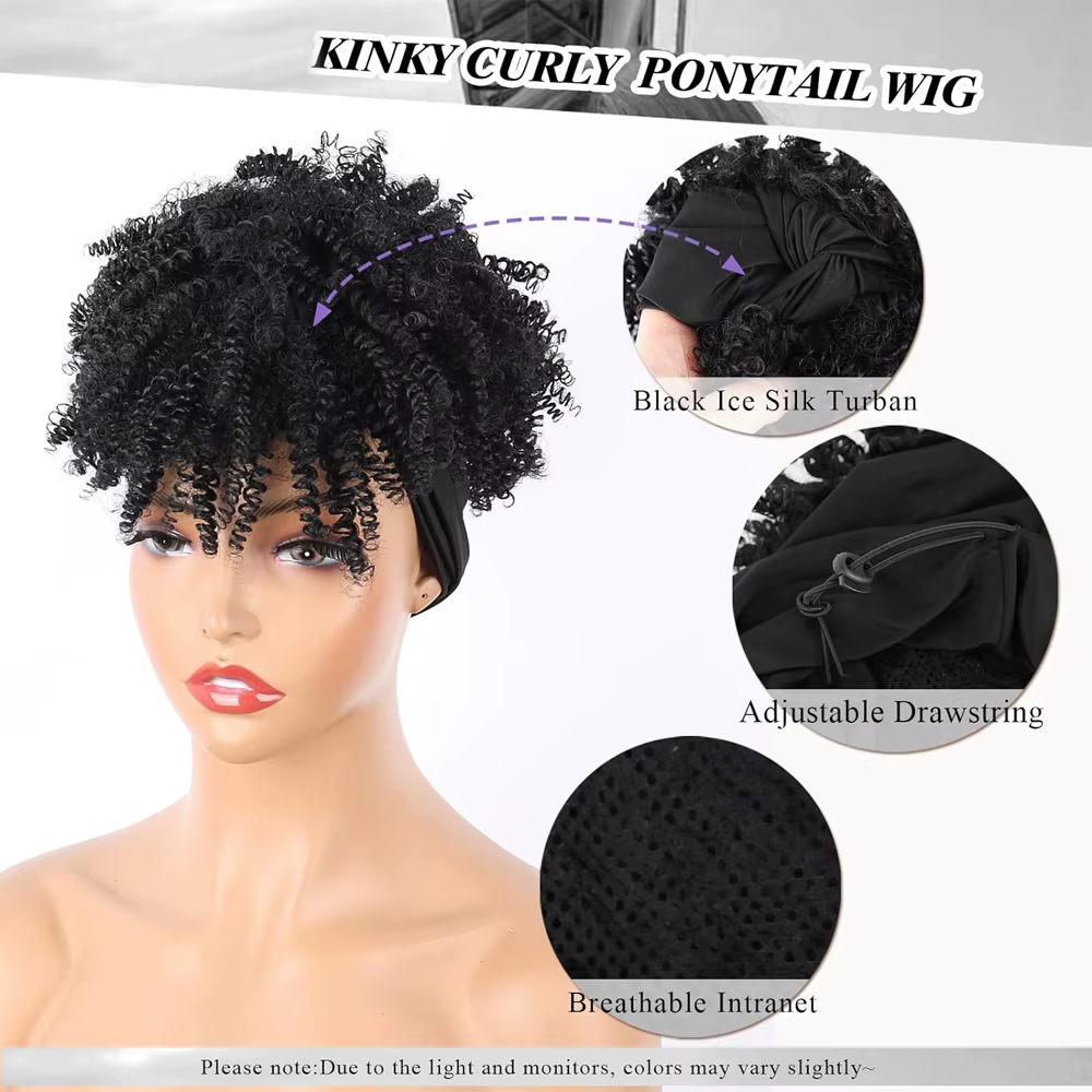 Afro Ombre brun bandeau perruque courte