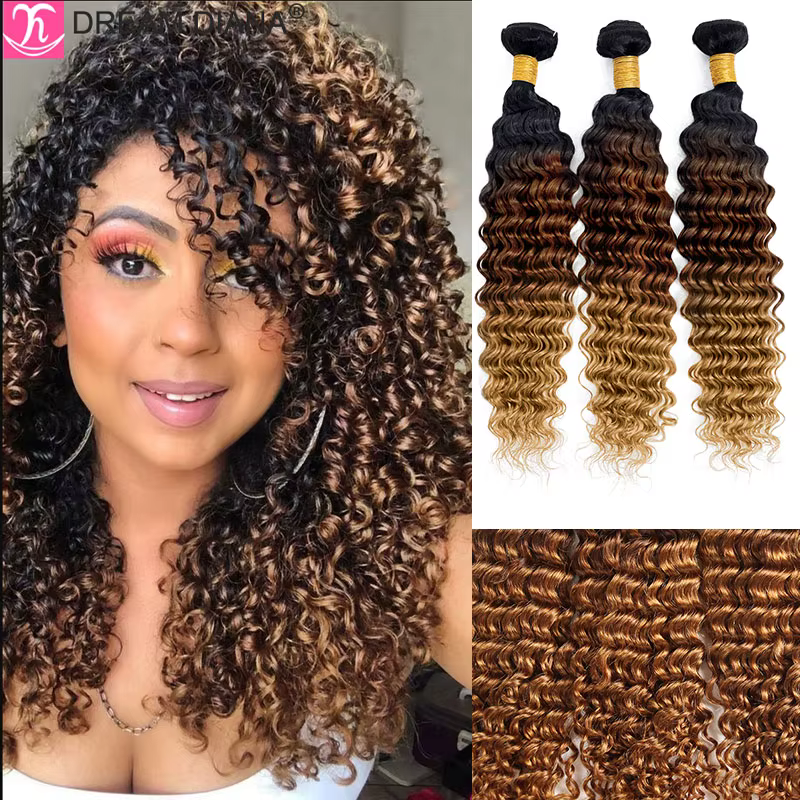 Remy vague profonde paquets 3 pièces Ombre brésilien profond bouclés