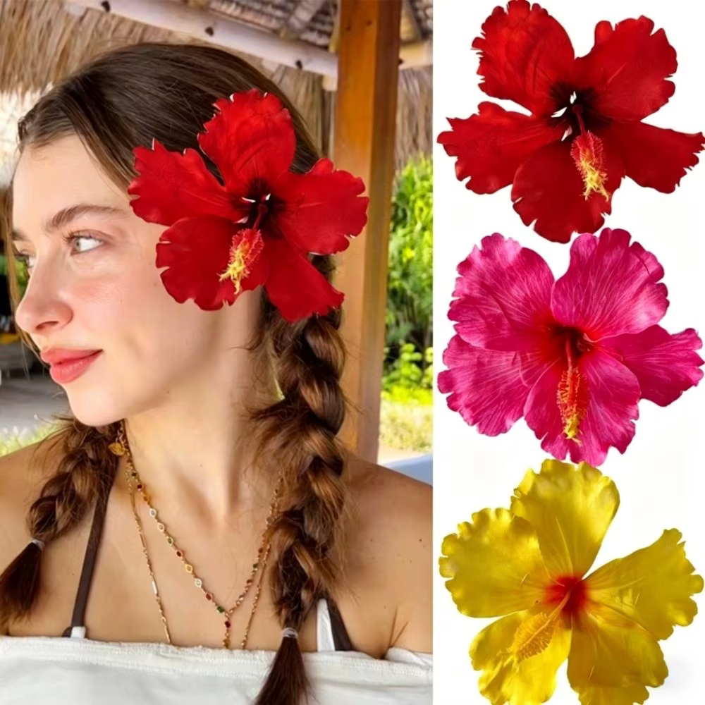 Pince à cheveux fleur d'hibiscus artificielle