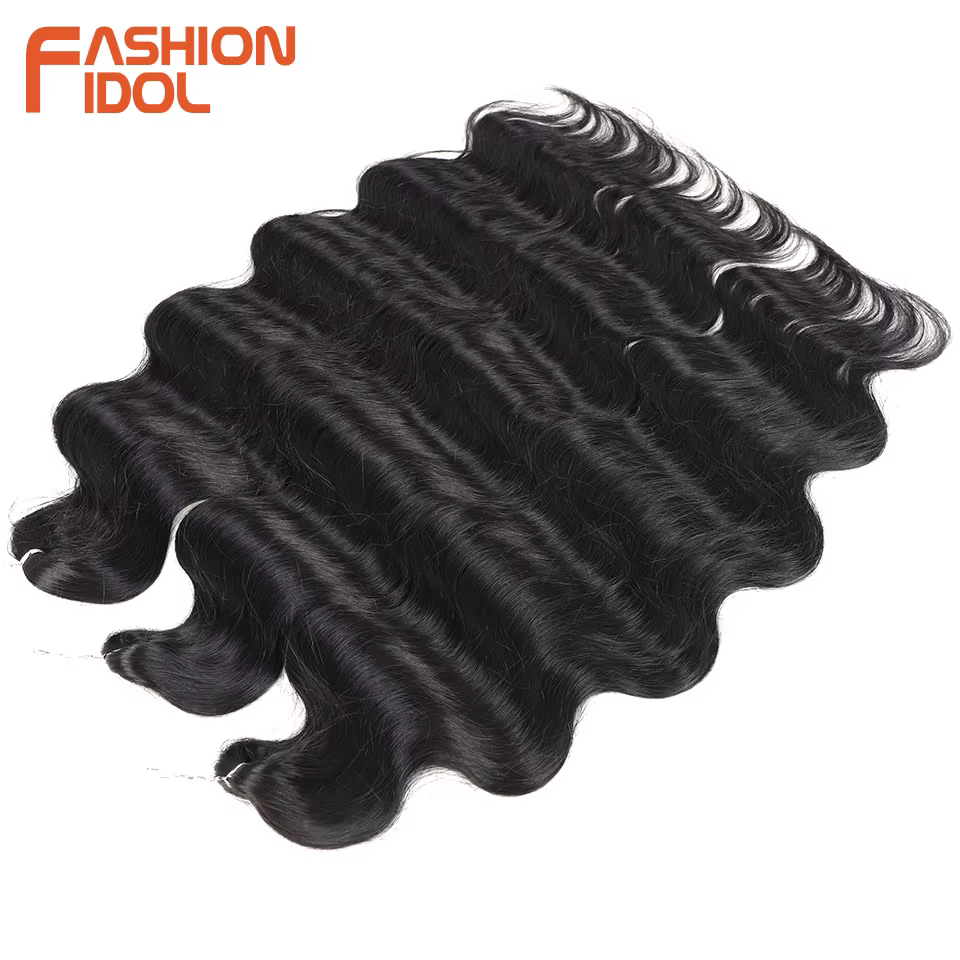 FASHION IDOL 24 pouces vague de corps Crochet tresses cheveux fibres synthétiques armure