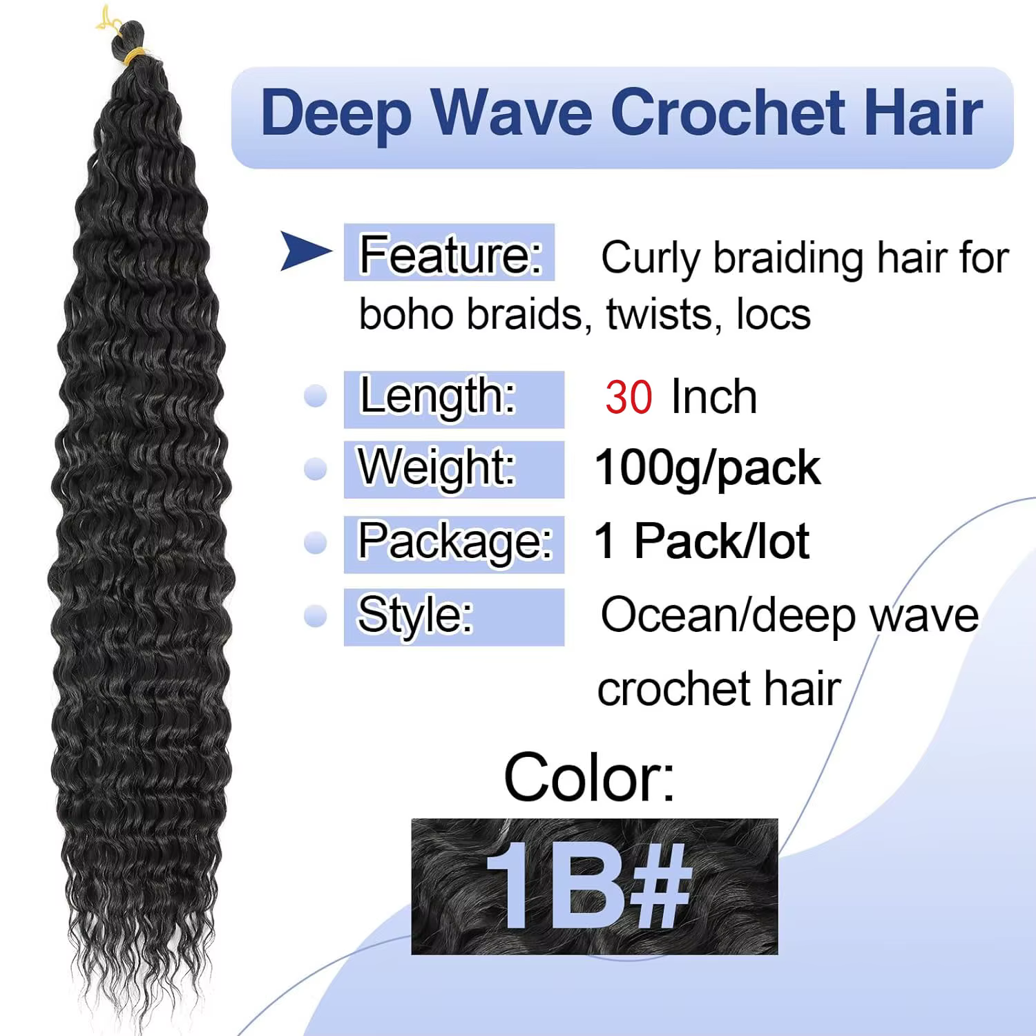 Synthétique océan vague Crochet cheveux 32 pouces