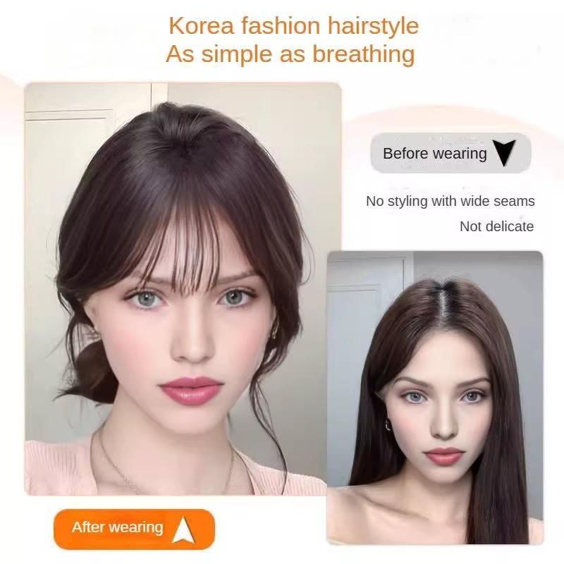 Frange de cheveux humains avec sangle à crochet et boucle