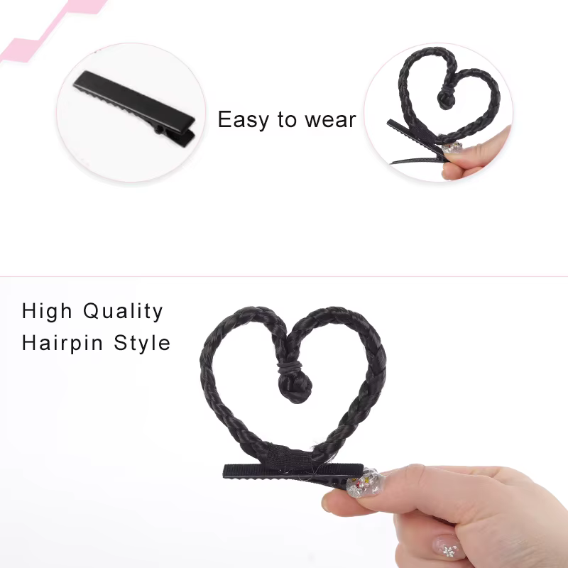 Barrette à cheveux en forme de cœur tressée