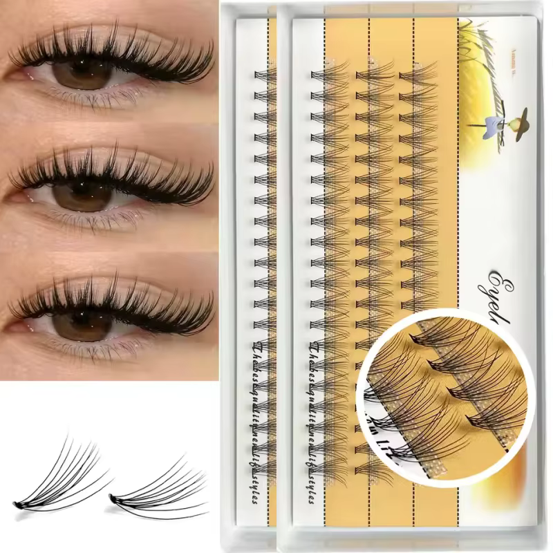 1 boîte/60 paquets de cils de vison naturel 3D russe extension