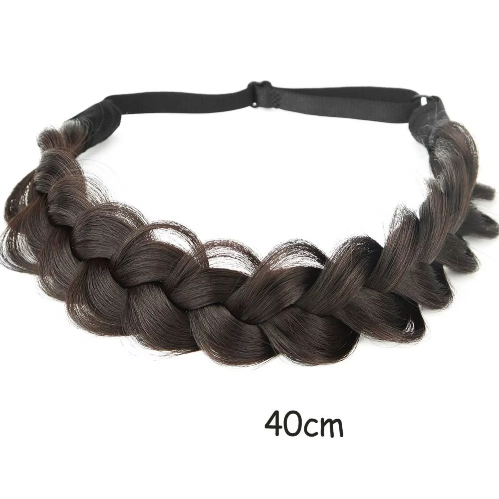 Bandeau de cheveux tressé réglable, Extensions de chignon synthétiques extensibles doré/marron/noir, élastiques antidérapantes