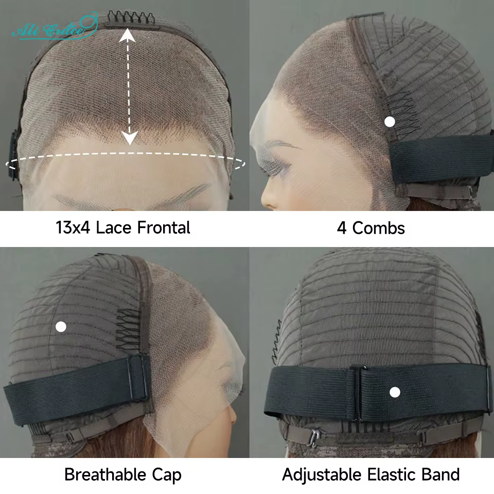 Ali Grace T1B/30 perruque Bob de cheveux humains 13x4 perruques frontales pleine dentelle pour les femmes pré plumées