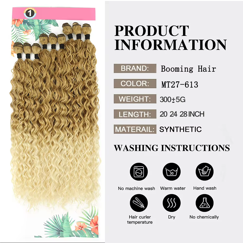 Faisceaux de cheveux synthétiques bouclés pour femmes