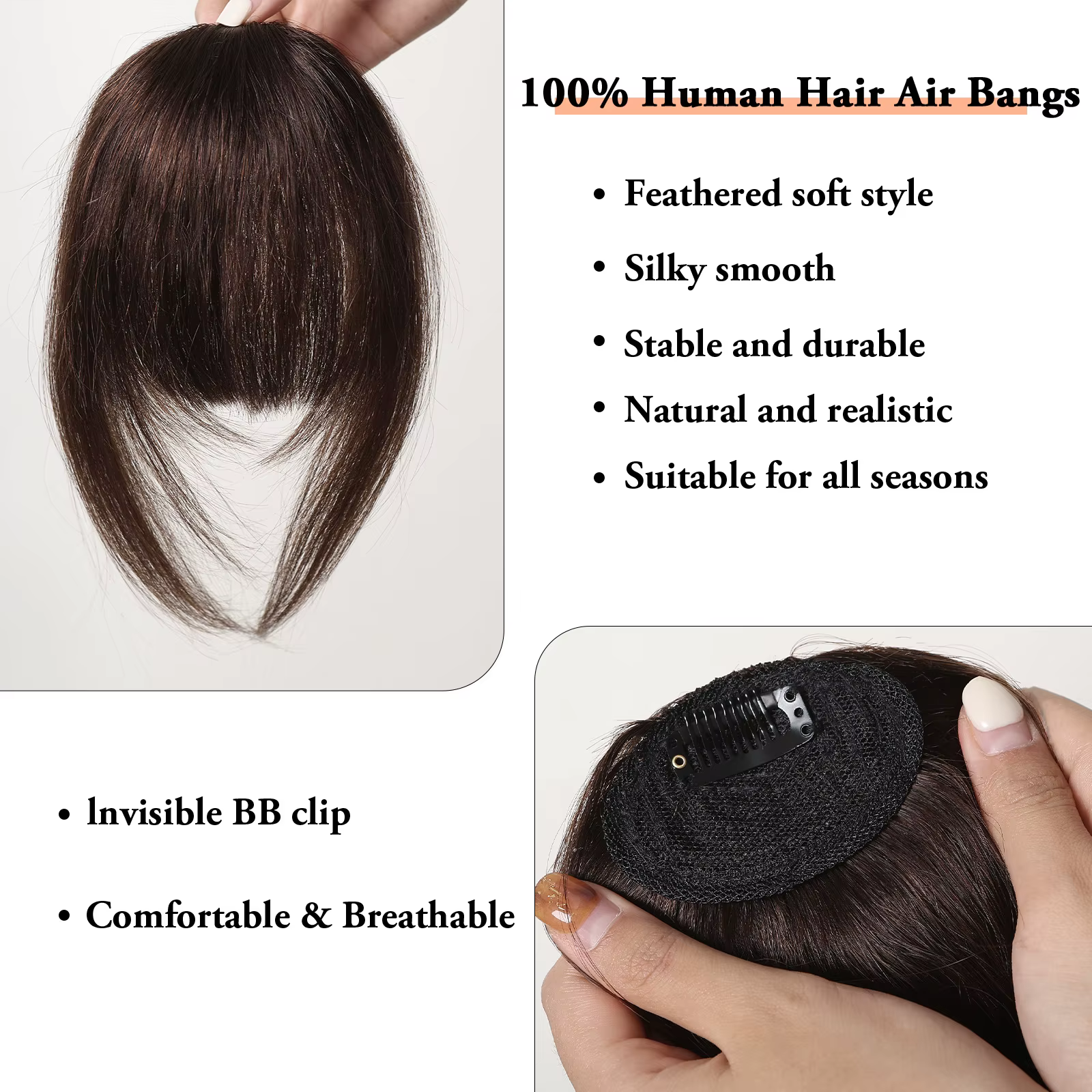 Pince à cheveux en frange 100% extension