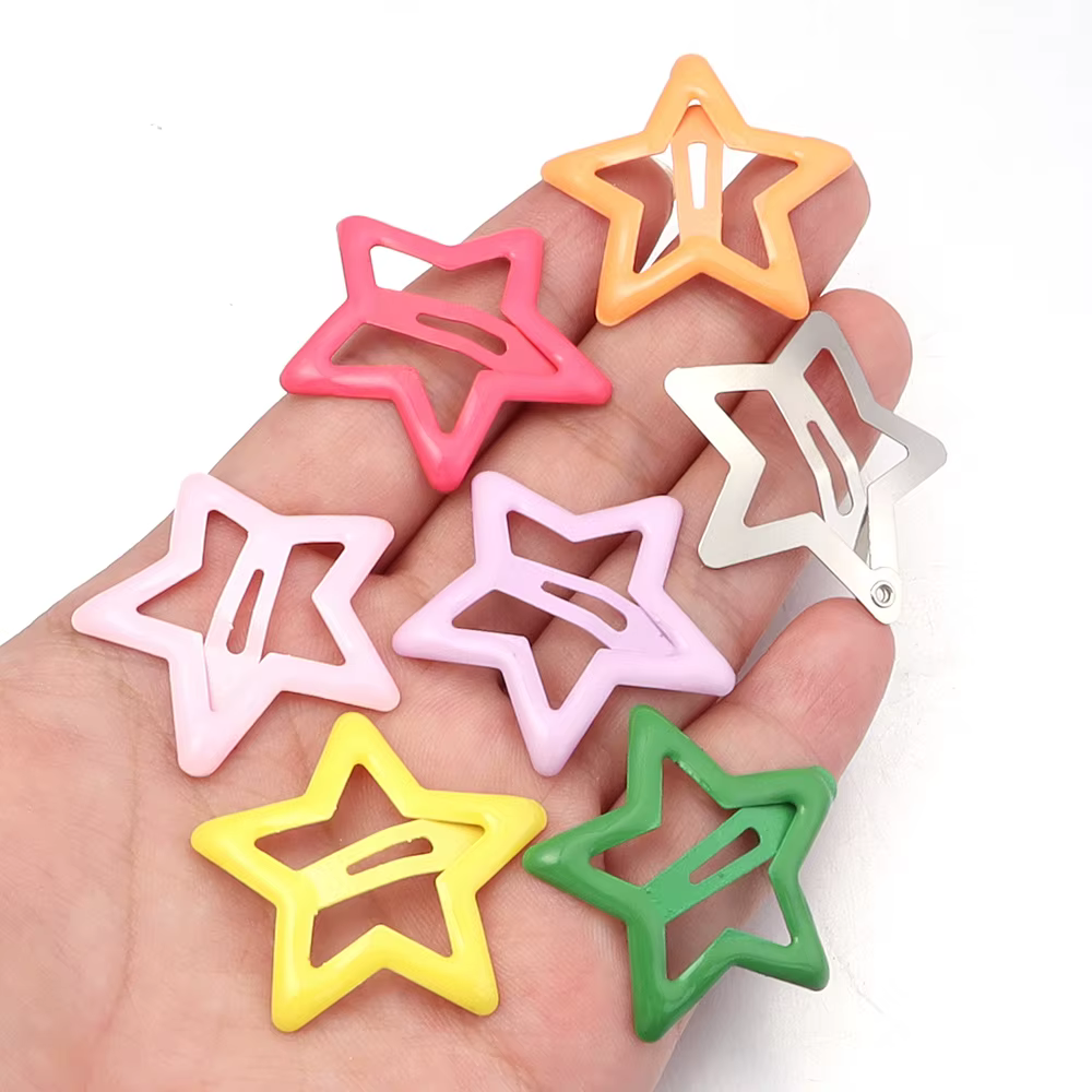 50 pcs/lot métal coloré enfants BB pinces à cheveux Y2K étoile