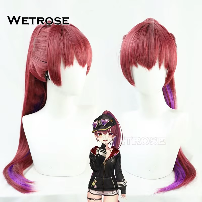 【Wetrose】En stock, Perruque de cosplay Hololive Virtual YouTuber Vtuber Houshou Marin