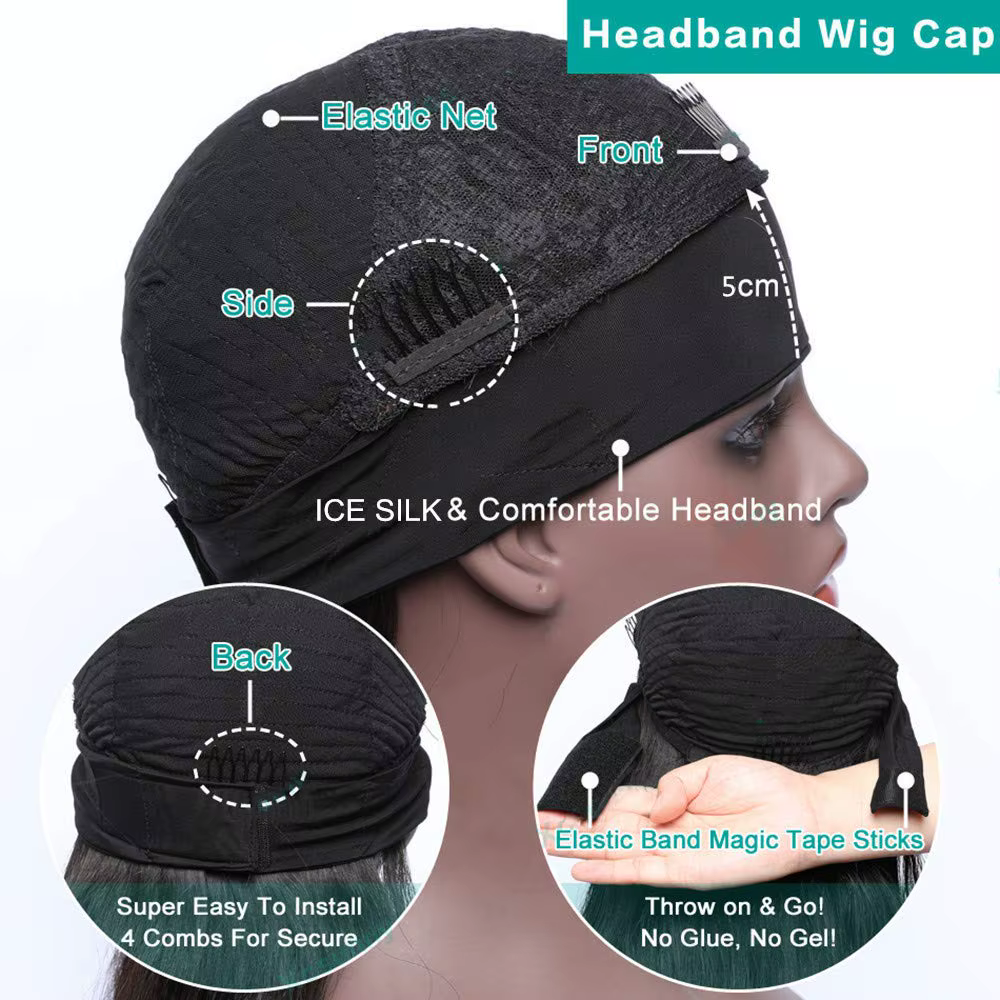 Bandeau perruques cheveux humains sans colle vague de corps
