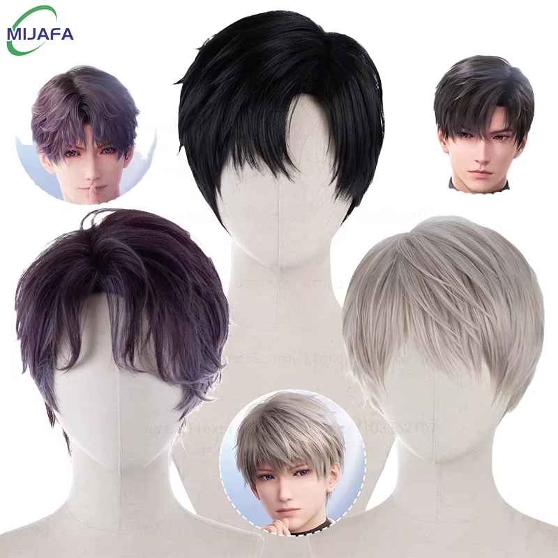 Haute qualité amour et espace profond Rafayel Zayne Xavier Cosplay perruque 30 cm cheveux courts Anime