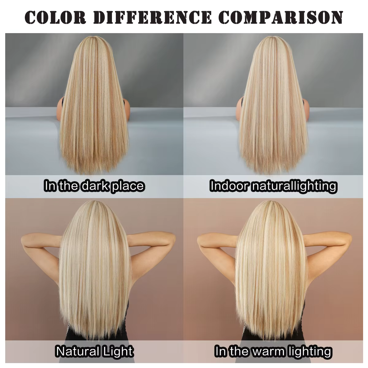 Perruque synthétique longue et lisse Blonde claire pour femmes