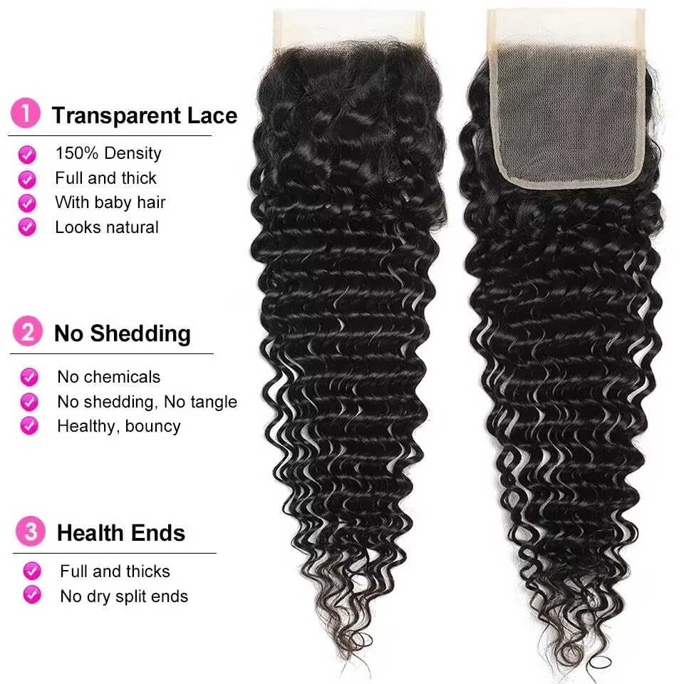 Extensions de cheveux humains bouclés birmans avec frontal