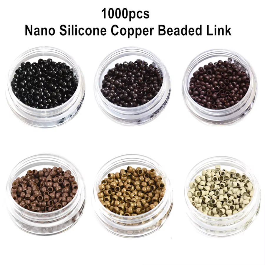 1000 pièces 3mm Nano Silicone doublé Micro anneau perles d'extension de cheveux