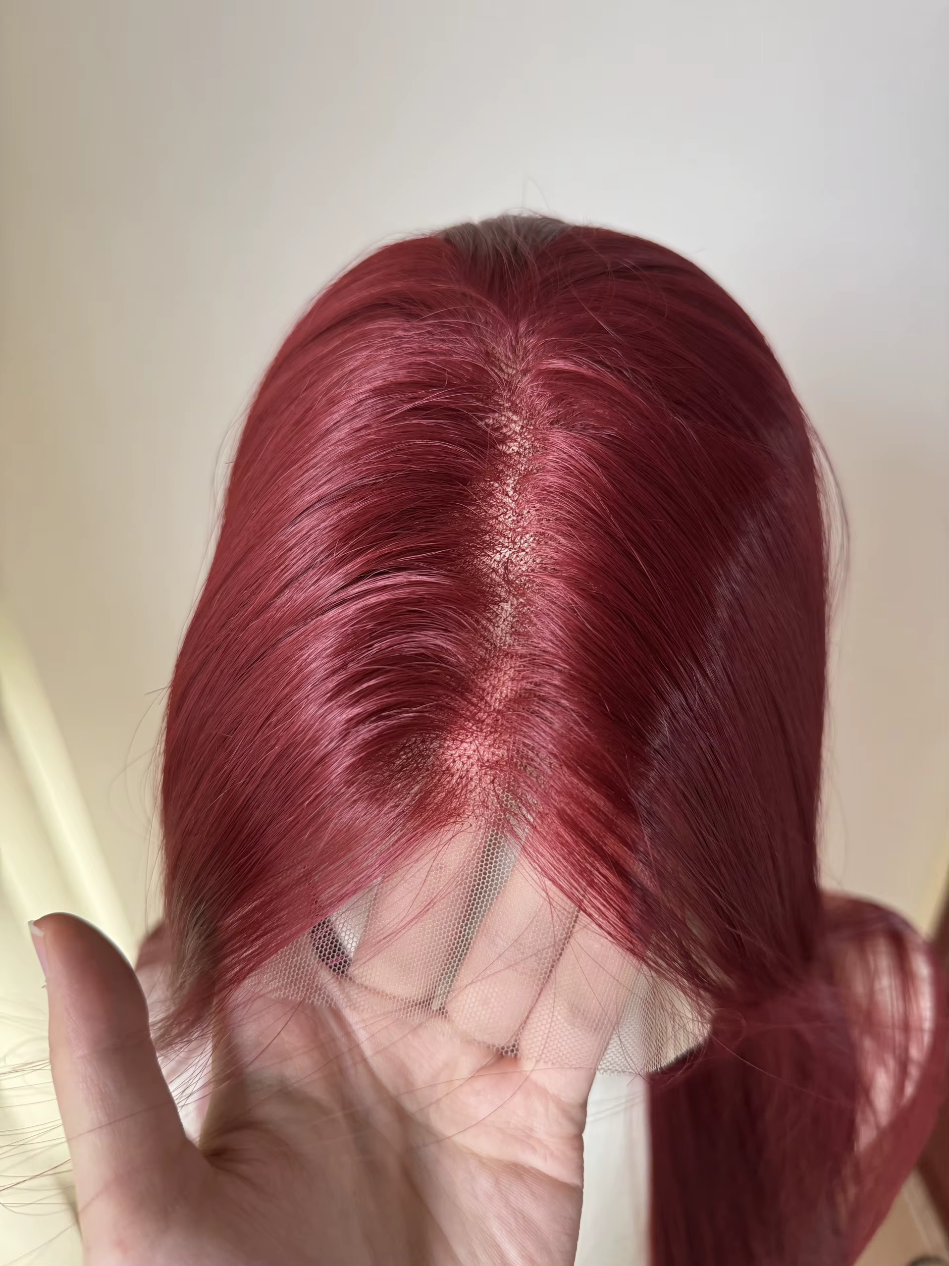 Perruque Lace Front Wig synthétique rouge vin pour femmes