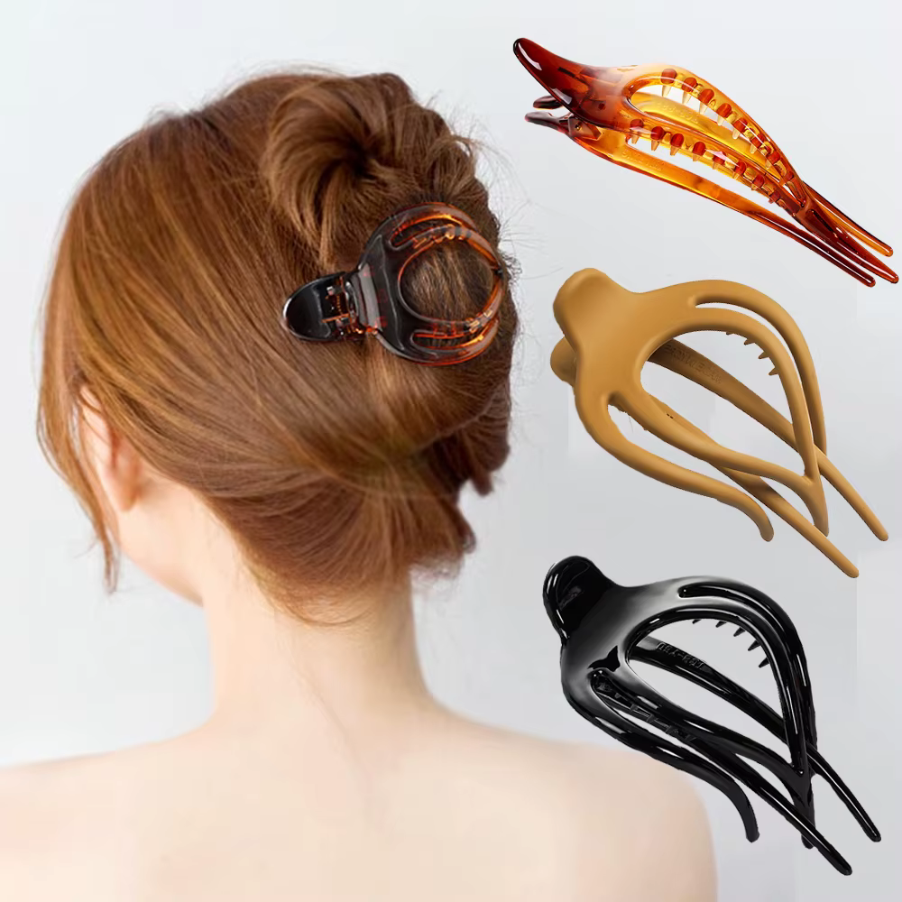 Femmes Grandes Pinces À Cheveux Pince Fleur Acrylique En Plastique Canard Griffe Barrette Filles Épingle