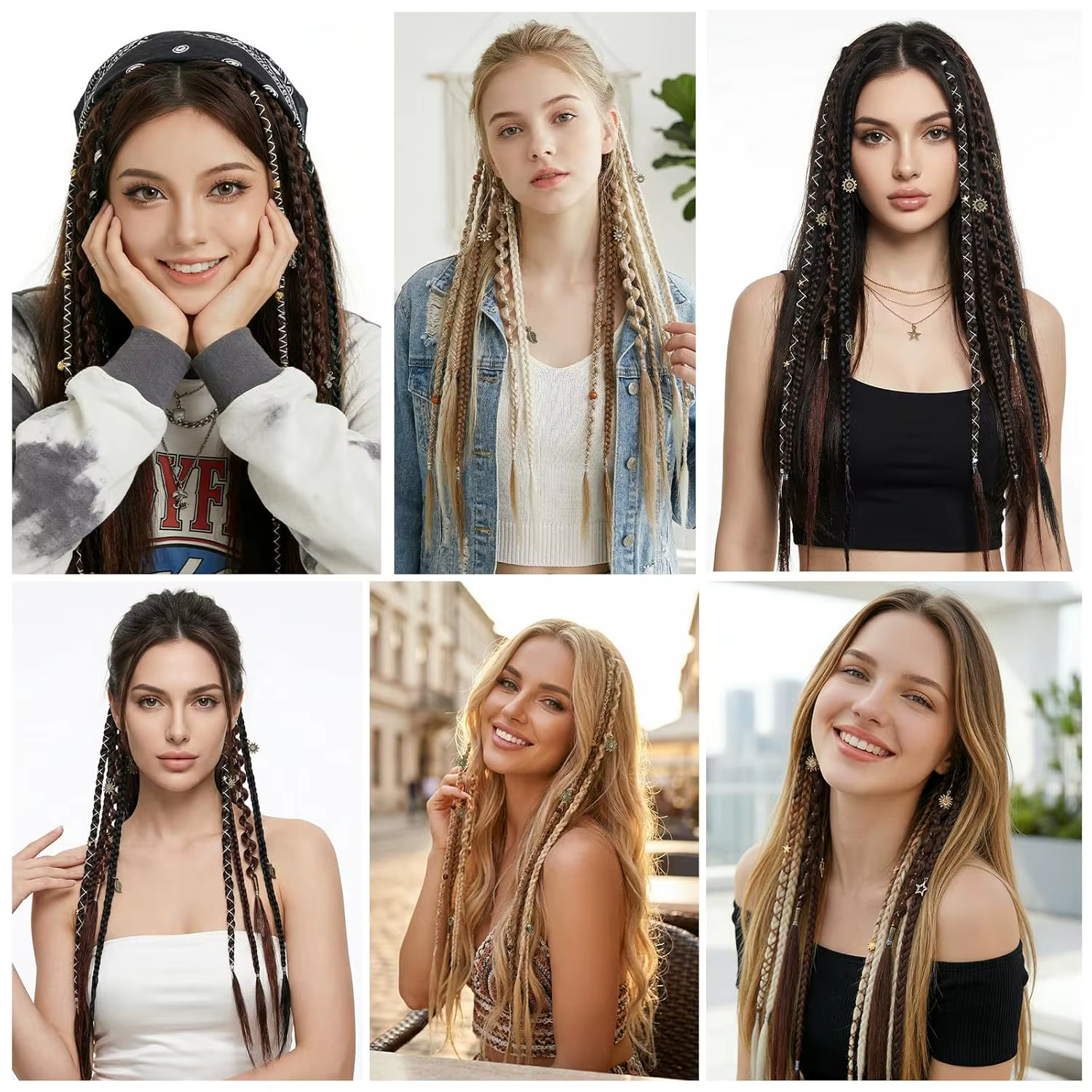 Extensions de cheveux tressés à clipser
