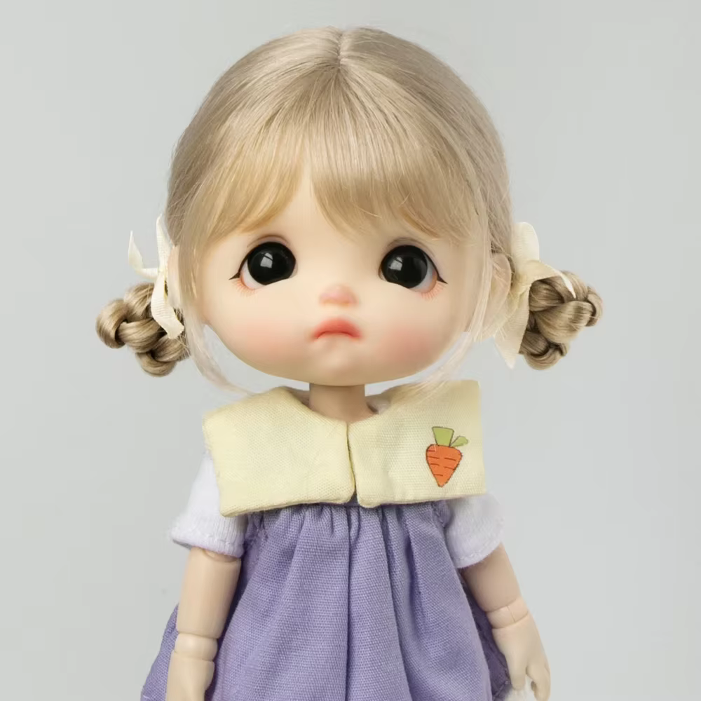 Queue de cheval cheveux étudiant chignon mignon tressé frange mohair mi-attaché doux perruque updo pour Ob11 1/8 1/12 BJD poupée accessoires 5-6 pouces
