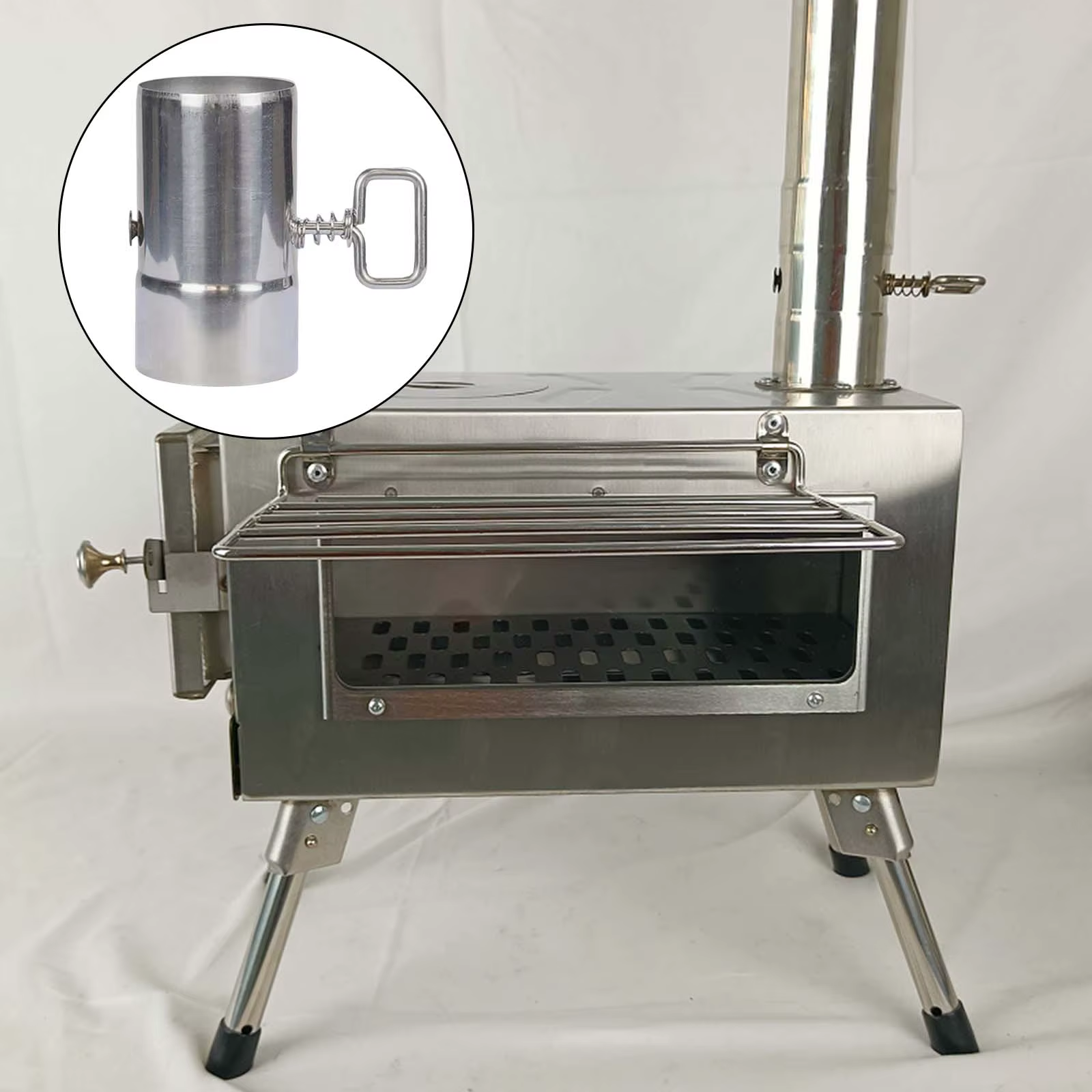 Tube d'extension de conduit en acier inoxydable, tuyau d'échappement de cheminée, tuyau de poêle droit et épais avec amortisseur pour chauffage d'hiver en plein air