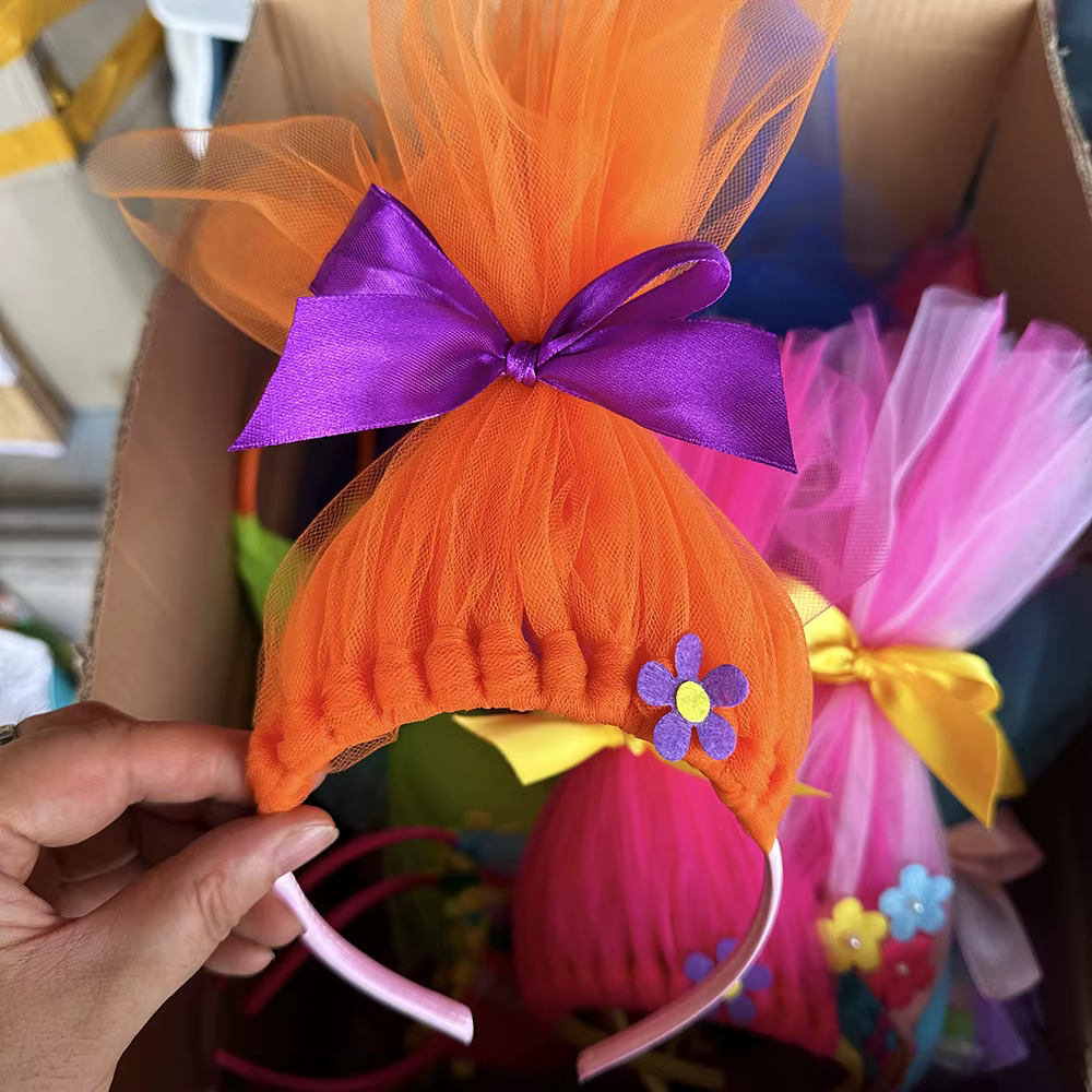 Accessoires de cheveux pour fête de princesse Poppy des Trolls