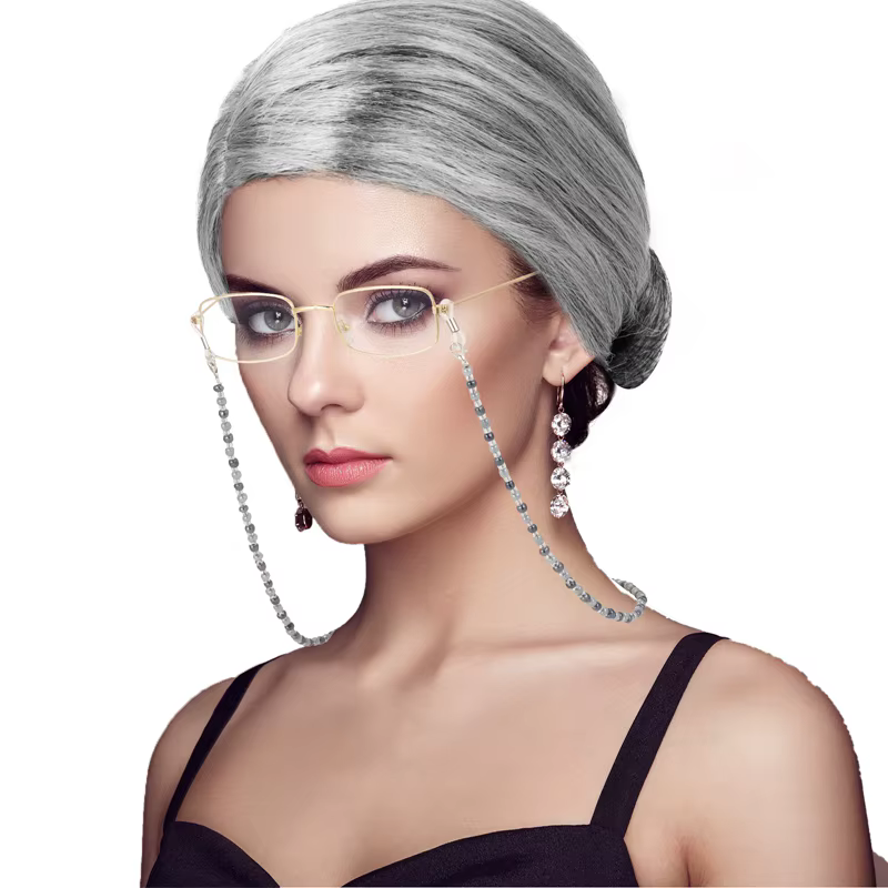 Perruque synthétique pour vieille dame