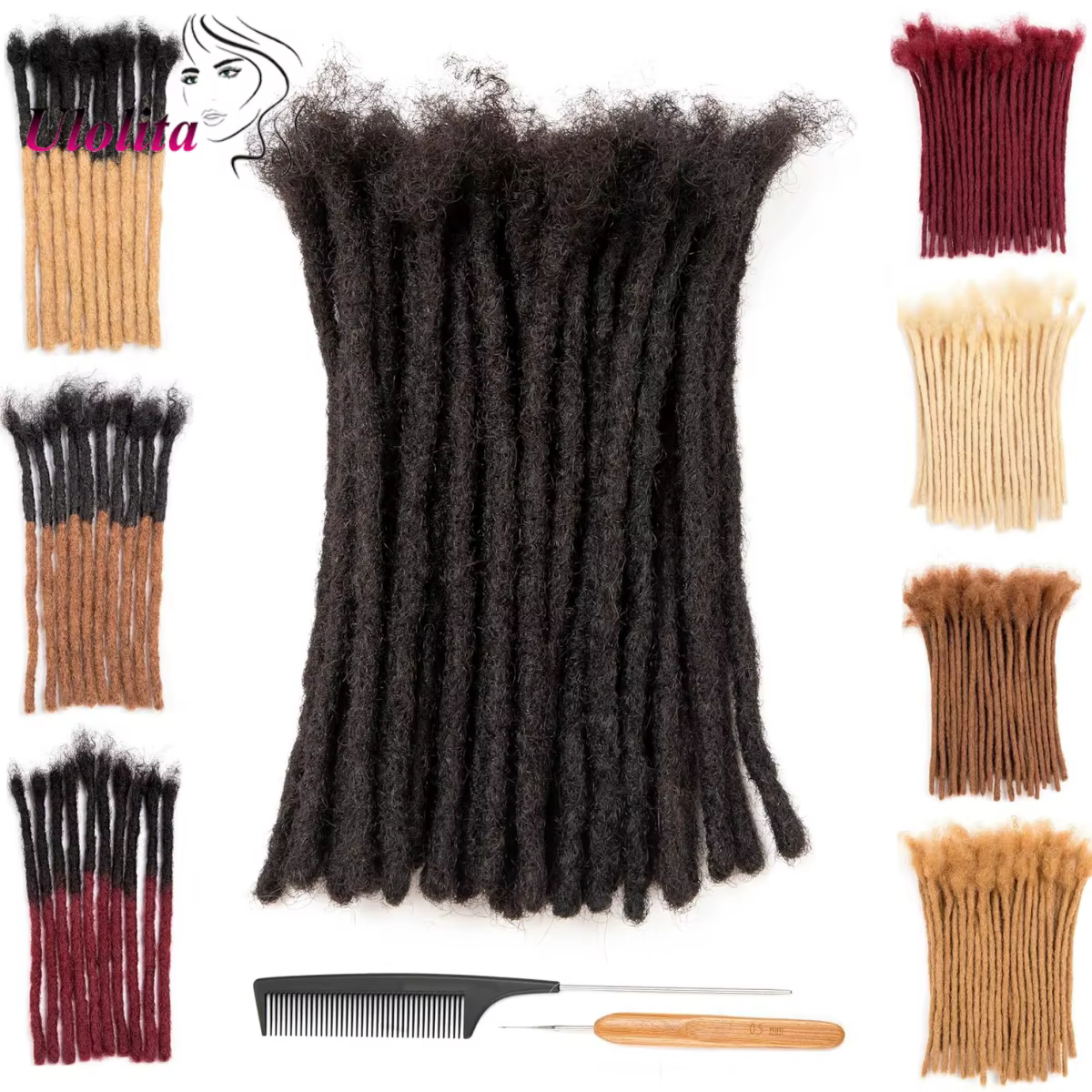 Extensions de dreadlocks en cheveux humains colorées de 4 à 30 pouces