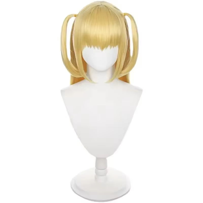 WHIMSICAL W Amane Misa Cosplay perruque longue droite style doré résistant à la chaleur