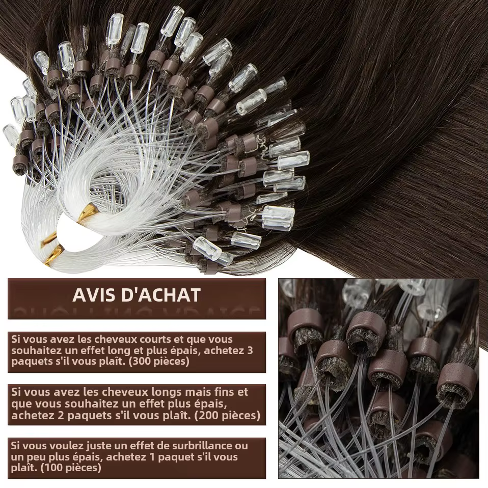 S-noilite 0.5g Micro boucle Extensions de cheveux humains extrémité saine