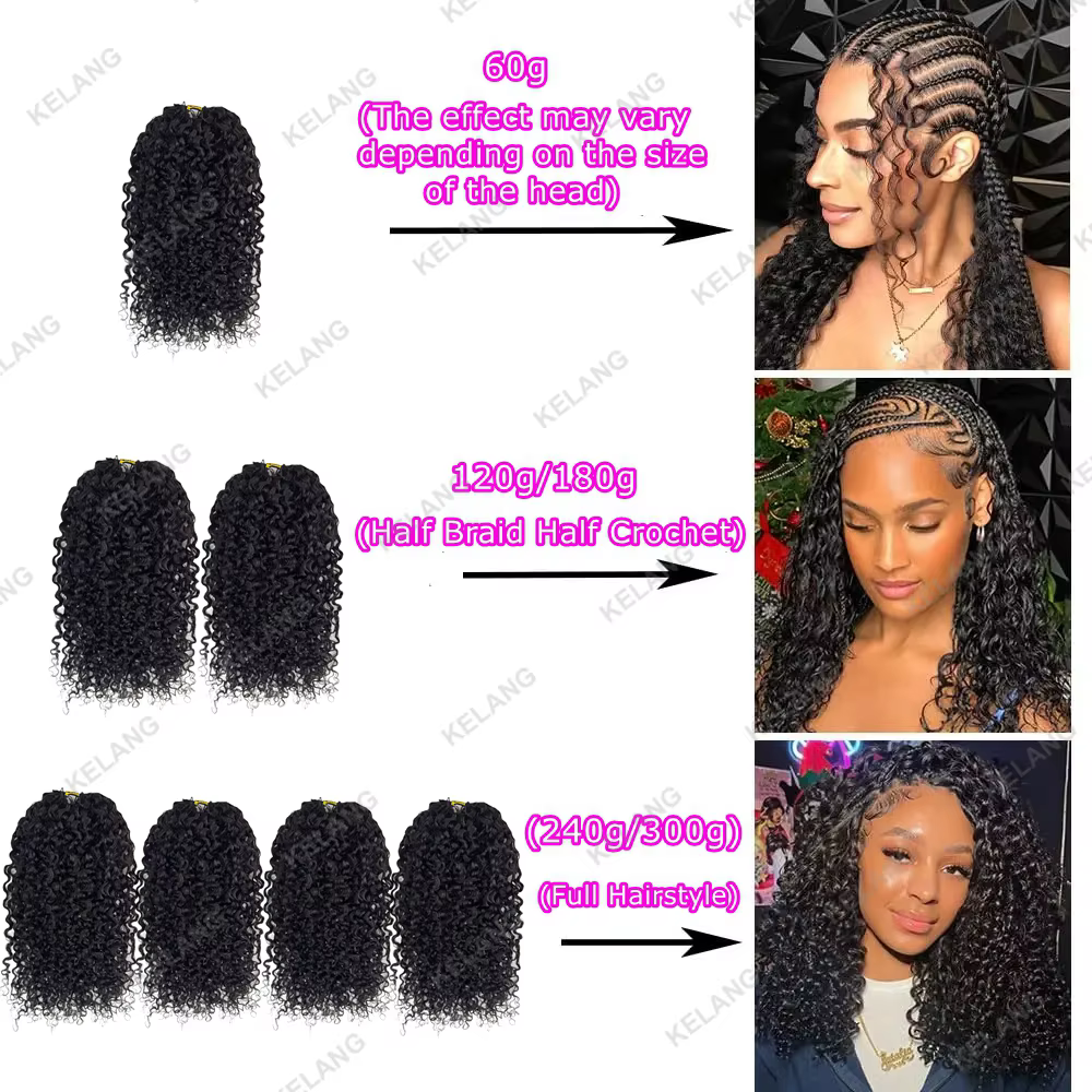 Extensions de cheveux bouclés crépus en plumes
