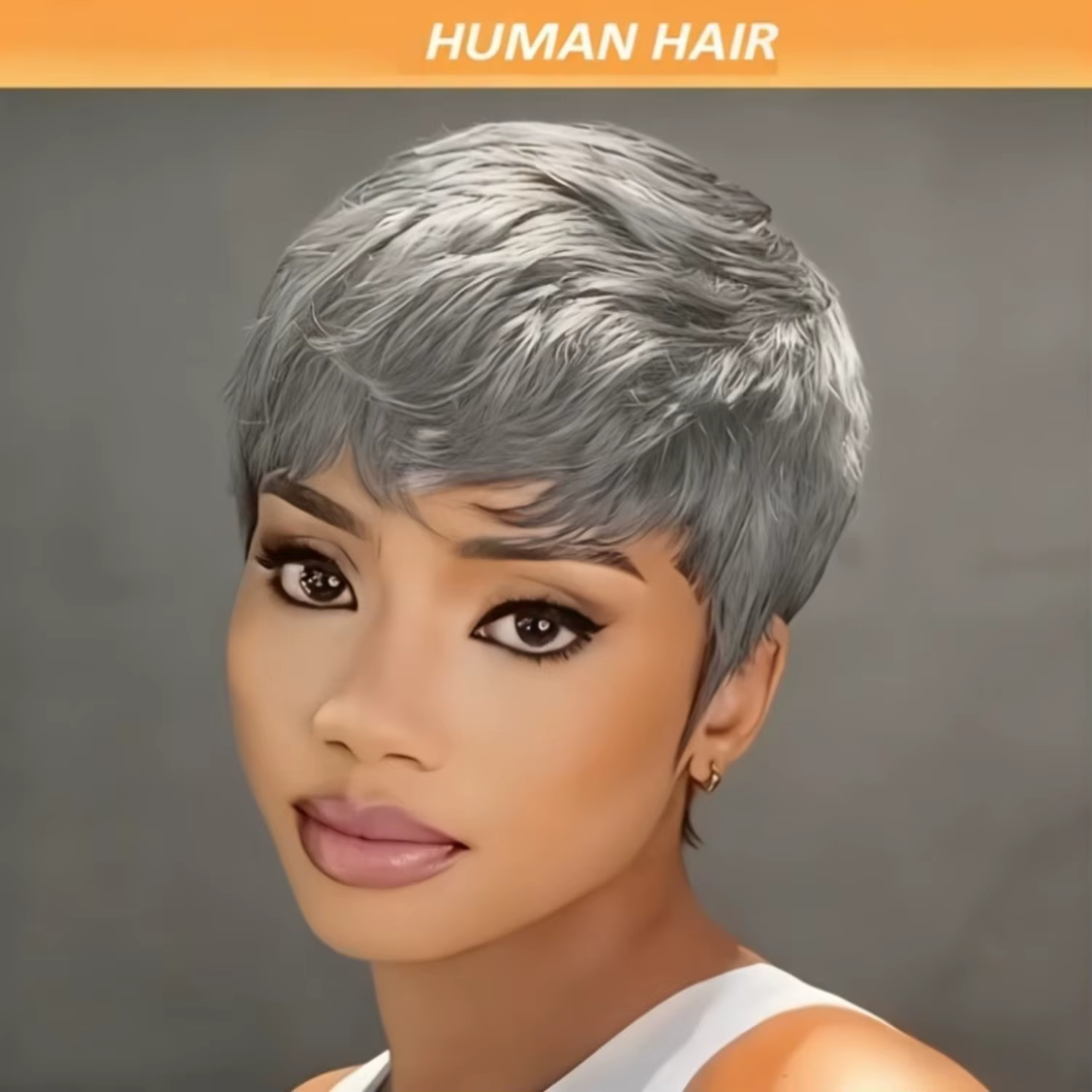 Perruque de cheveux humains brésiliens gris pour femmes