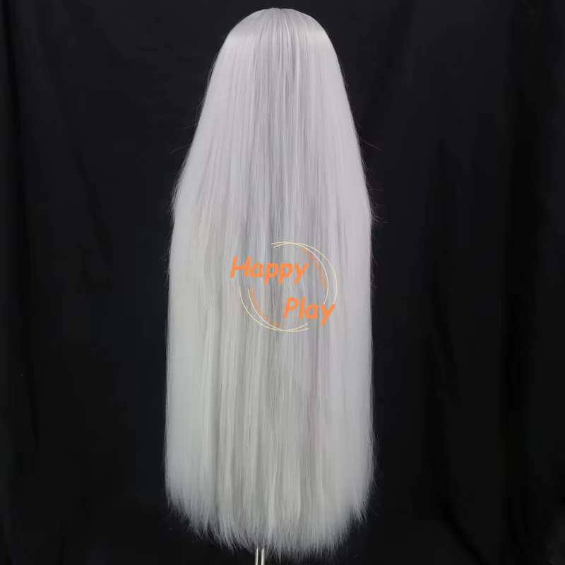 Qualité synthétique Volume épais 500g 39 "100 cm perruque de Cosplay Anime droite avec Bang blanc gris argent Palette de couleurs perruques de base