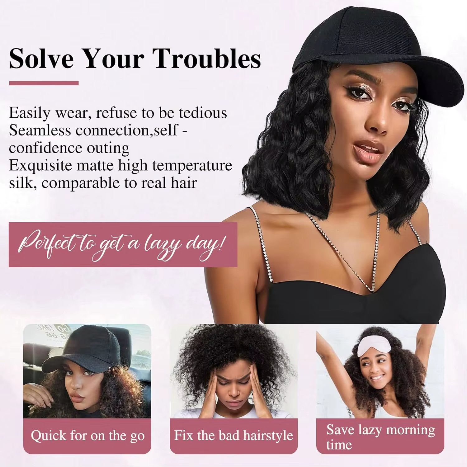 Perruque de chapeau pour femmes