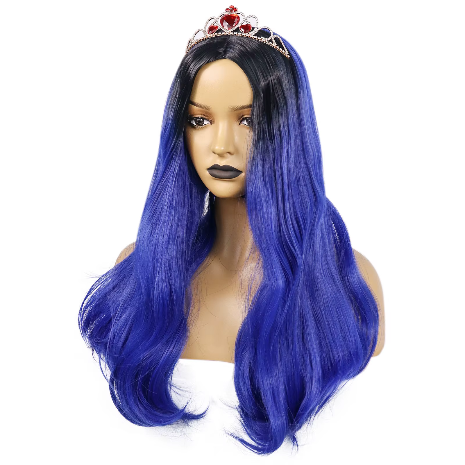 Evie-Perruque Cosplay Longue et Ondulée Bleue pour Femme