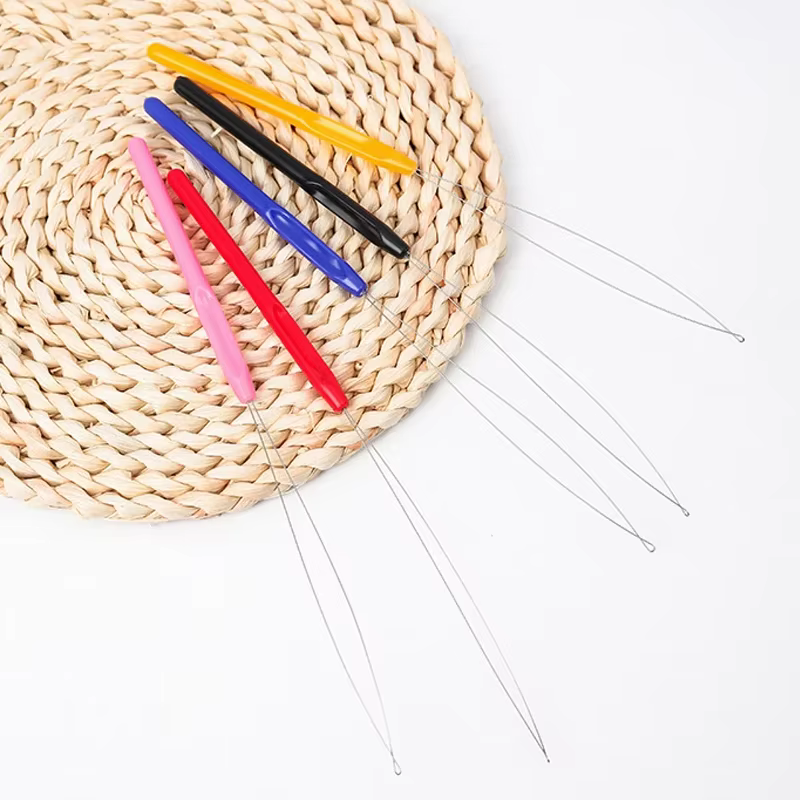 1 pièces poignée en plastique Extension de cheveux touffetage enfileur perle perruque Crochet outil fournitures aiguille perceur, fil de plomb, perruque Crochet