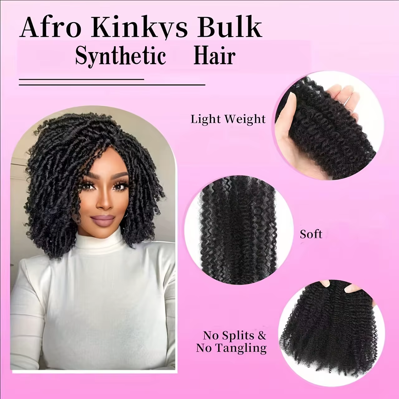 Afro Kinkys cheveux synthétiques en vrac pour Extensions de Dreadlock Loc réparation tressage torsion serré