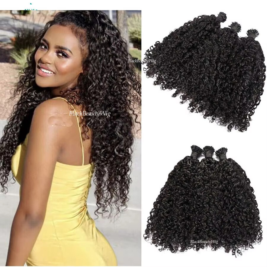 Sassy bouclés je pointe Extension de cheveux humains brésilien Remy