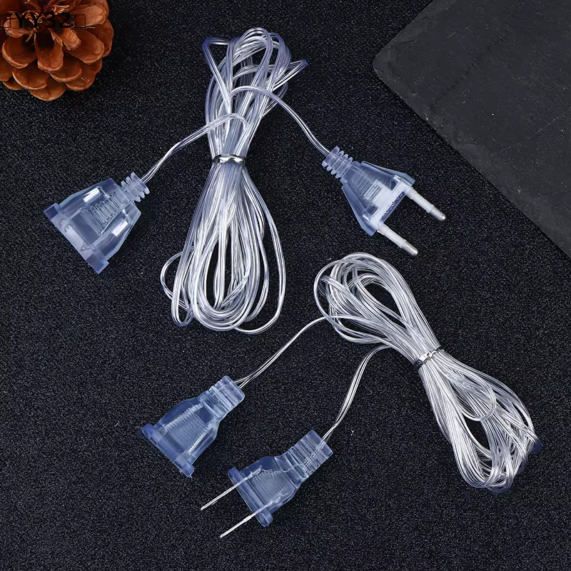 Câble d'extension de 3M/5M avec prise EU/US, cordon d'extension de puissance standard pour guirlande lumineuse LED de Noël〔YY32〕